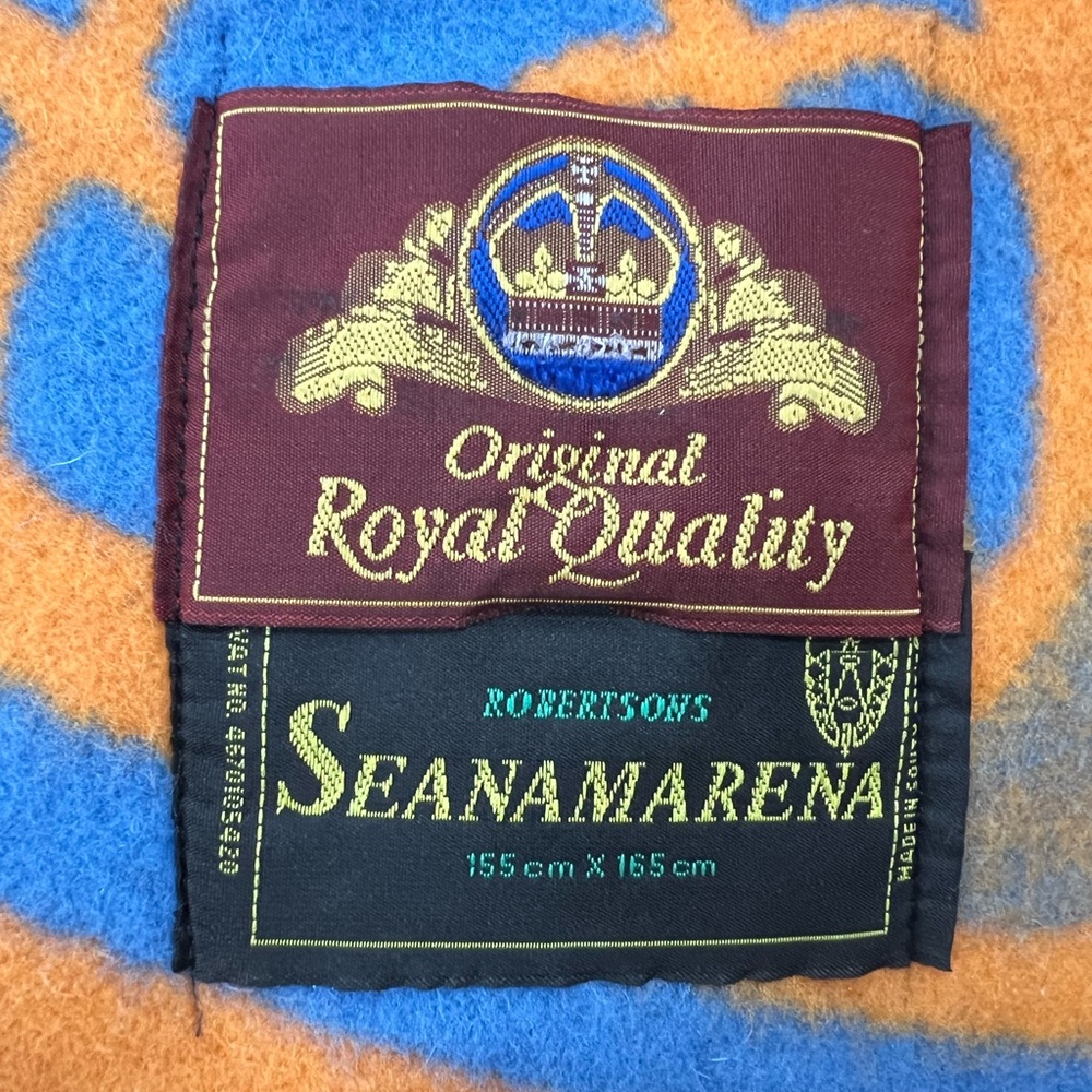 100% Wool Throw | Vibrant Orange & Blue Blanket | Made In South Africa | NWT